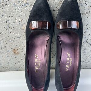 Petra Fashions Black Flats with Brown Detail